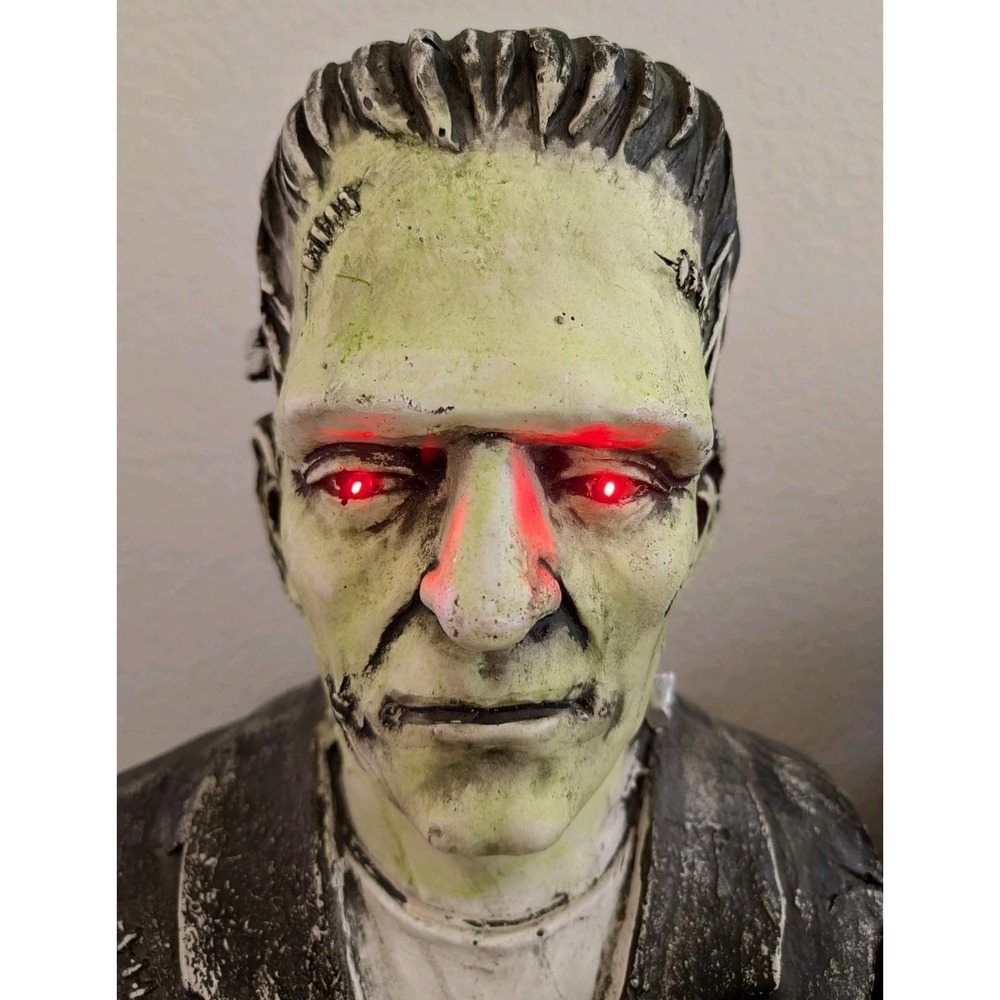 Frankenstein Bust 20" Statue Light Up LED Red Eyes Halloween Decor Resin